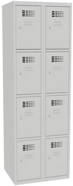 8-priehradková skriňa na úschovu cenností, uzamykateľná (LOCK IN Ch 19), v.180 x š.60 x 50 cm, sivý korpus, sivé dvere, RAL7035