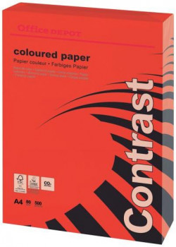 Farebný papier Office Depot A4, intenzívna červená, 80 g/m2