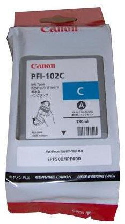 Atramentová náplň Canon PFI-102C pre iPF 500/600/700 LP17/24 cyan (130 ml)