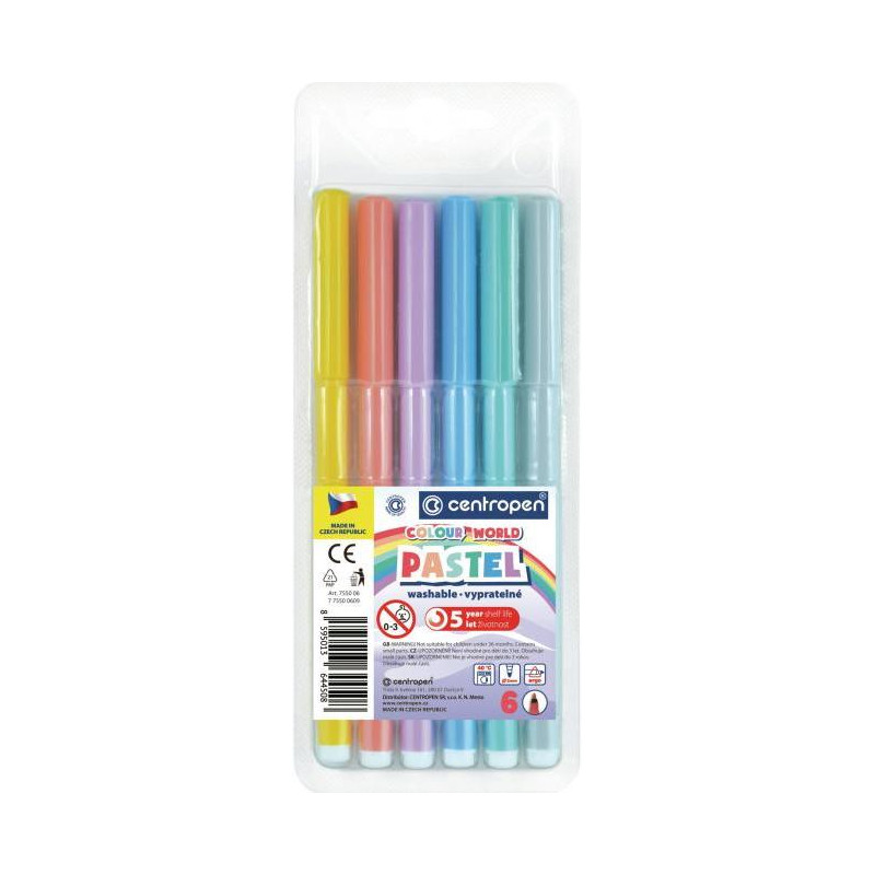 Sada popisovačov Centropen Pastel 7550/6S