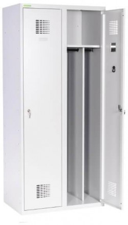 2-dverová šatníková skriňa s dlhými dverami a prepážkou, uzamykateľná, v.180 x š.80 x h.50 cm, RAL7035 sivá