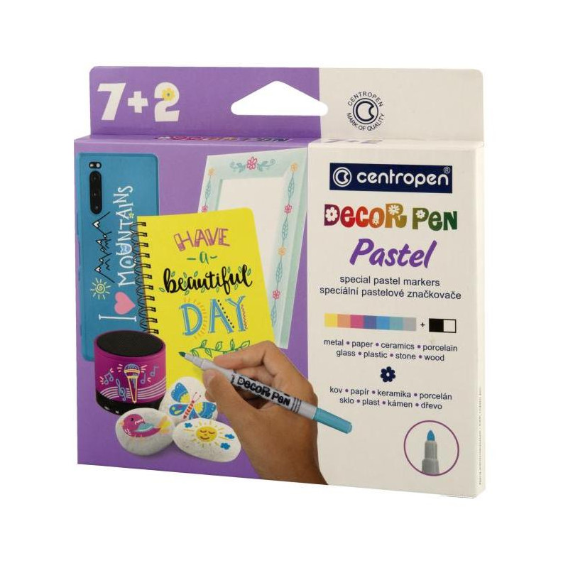 Sada Centropen 2738 Decor pen pastel 7+2ks