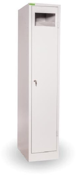 Skriňa na zber pracovného oblečenia, uzamykateľná, v.182 x š.38 x h.45cm, RAL7035 sivá