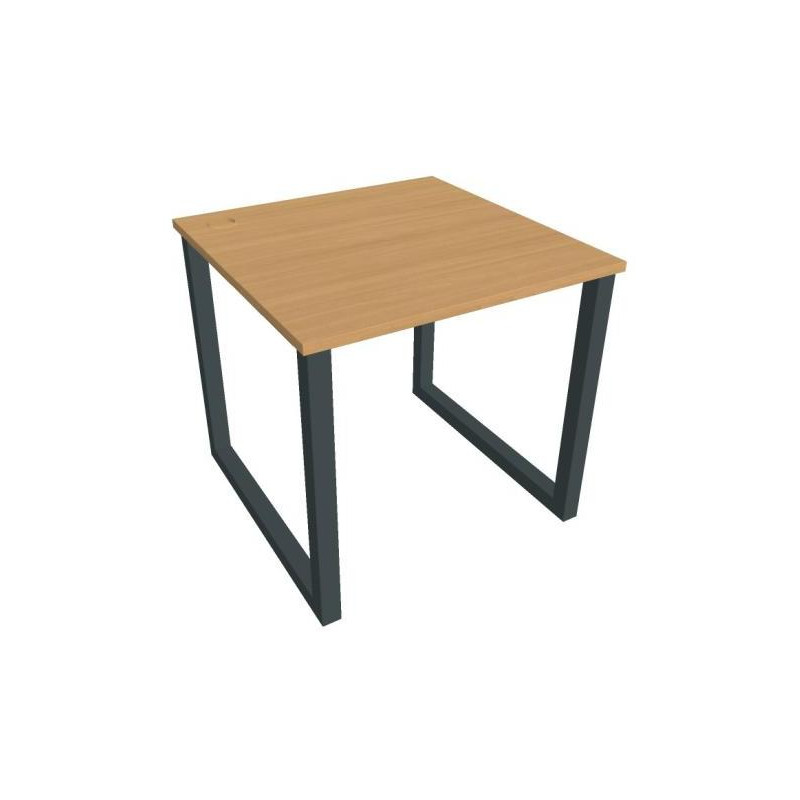Pracovný stôl UNI O, 80x75,5x80 cm, buk/čierna