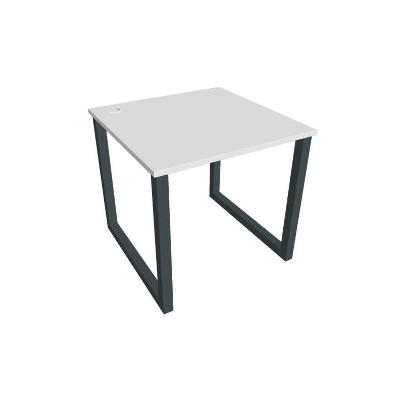 Pracovný stôl UNI O, 80x75,5x80 cm, biela/čierna