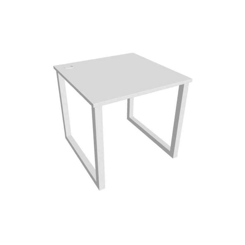 Pracovný stôl UNI O, 80x75,5x80 cm, biela/biela