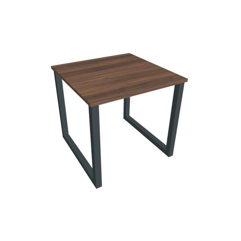 Pracovný stôl UNI O, 80x75,5x80 cm, orech/čierna