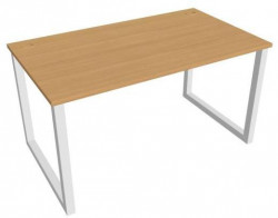 Pracovný stôl UNI O, 140x75,5x80 cm, buk/biela