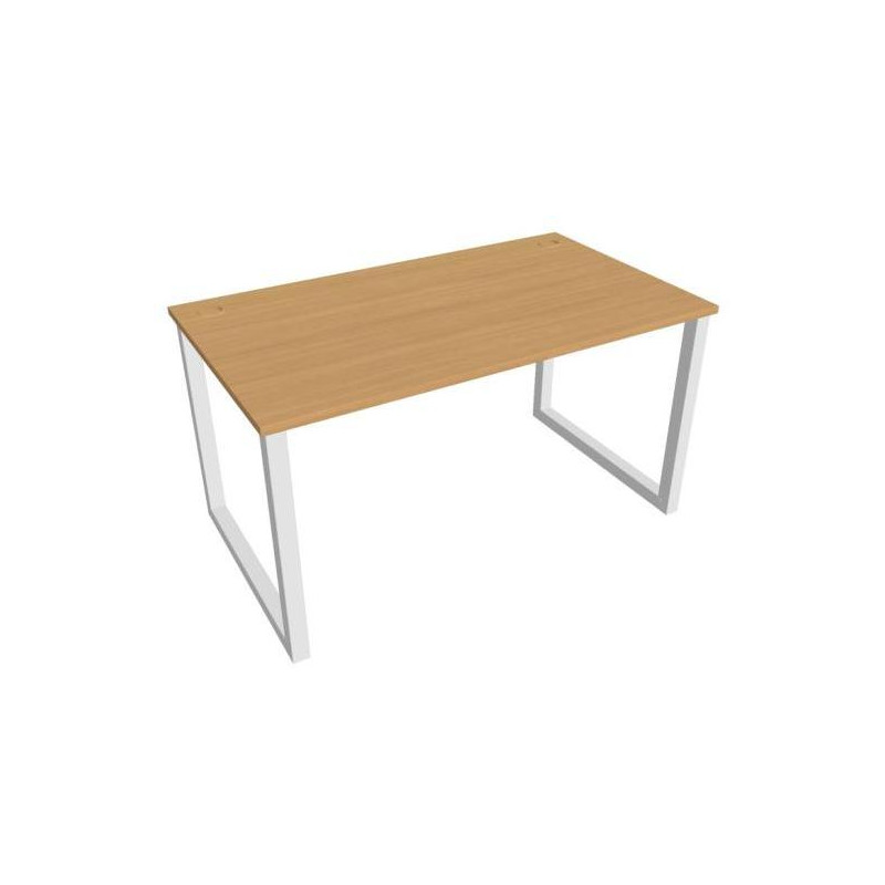 Pracovný stôl UNI O, 140x75,5x80 cm, buk/biela