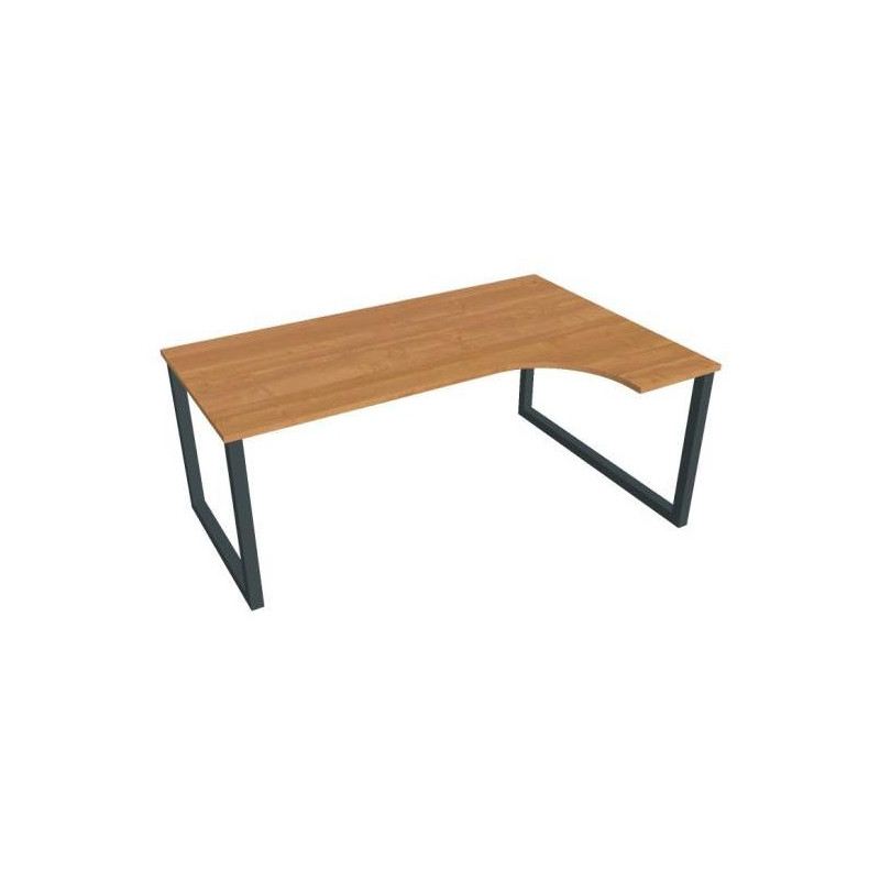 Pracovný stôl UNI O, ergo, ľavý, 180x75,5x120 cm, jelša/čierna