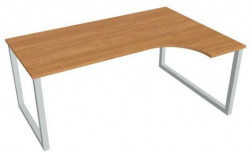 Pracovný stôl UNI O, ergo, ľavý, 180x75,5x120 cm, jelša/sivá