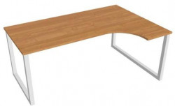 Pracovný stôl UNI O, ergo, ľavý, 180x75,5x120 cm, jelša/biela