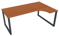 Pracovný stôl UNI O, ergo, ľavý, 180x75,5x120 cm, čerešňa/čierna