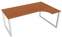 Pracovný stôl UNI O, ergo, ľavý, 180x75,5x120 cm, čerešňa/biela