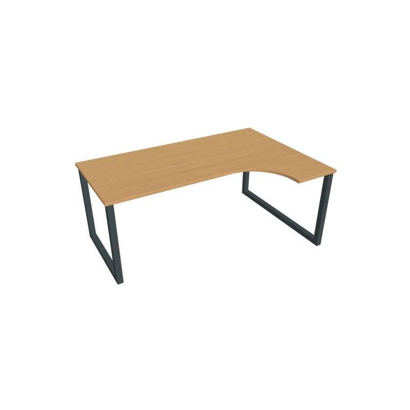Pracovný stôl UNI O, ergo, ľavý, 180x75,5x120 cm, buk/čierna