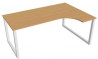 Pracovný stôl UNI O, ergo, ľavý, 180x75,5x120 cm, buk/biela