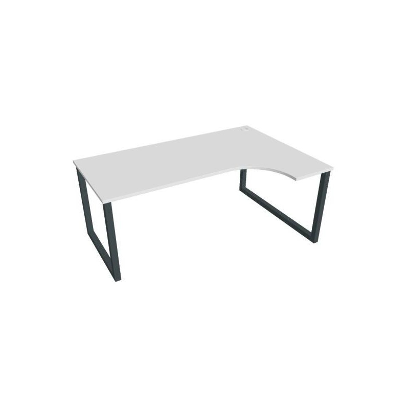 Pracovný stôl UNI O, ergo, ľavý, 180x75,5x120 cm, biela/čierna