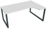 Pracovný stôl UNI O, ergo, ľavý, 180x75,5x120 cm, biela/čierna