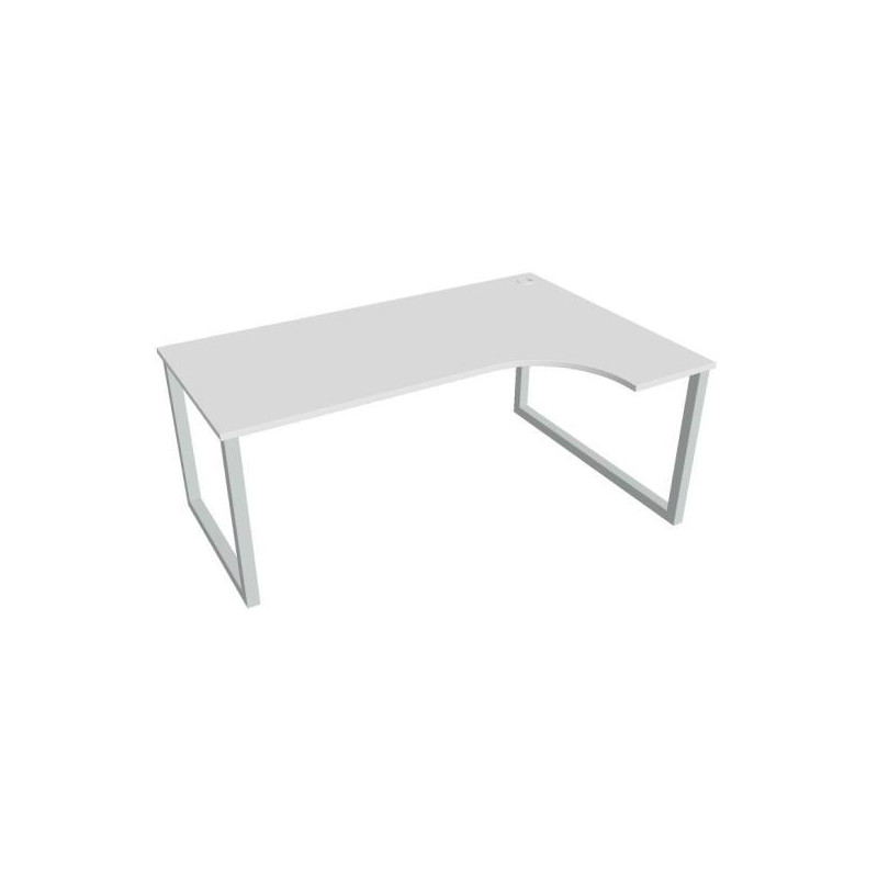Pracovný stôl UNI O, ergo, ľavý, 180x75,5x120 cm, biela/sivá