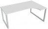 Pracovný stôl UNI O, ergo, ľavý, 180x75,5x120 cm, biela/sivá