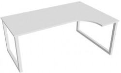 Pracovný stôl UNI O, ergo, ľavý, 180x75,5x120 cm, biela/biela