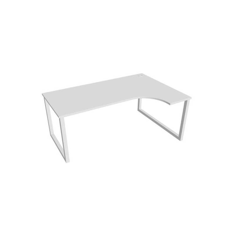 Pracovný stôl UNI O, ergo, ľavý, 180x75,5x120 cm, biela/biela
