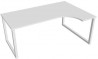 Pracovný stôl UNI O, ergo, ľavý, 180x75,5x120 cm, biela/biela