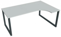 Pracovný stôl UNI O, ergo, ľavý, 180x75,5x120 cm, sivá/čierna