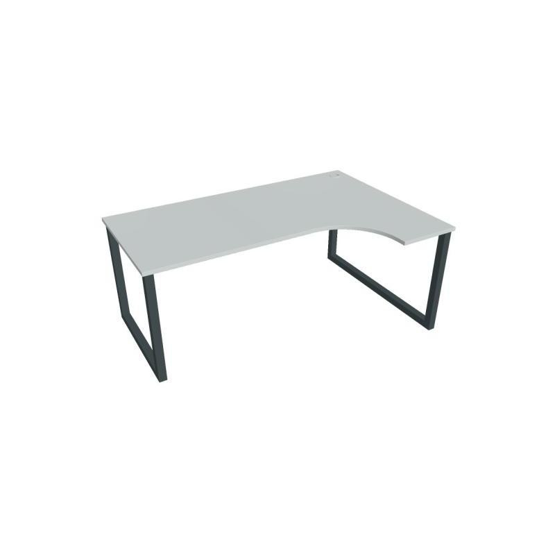 Pracovný stôl UNI O, ergo, ľavý, 180x75,5x120 cm, sivá/čierna