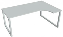 Pracovný stôl UNI O, ergo, ľavý, 180x75,5x120 cm, sivá/sivá