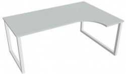 Pracovný stôl UNI O, ergo, ľavý, 180x75,5x120 cm, sivá/biela
