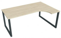 Pracovný stôl UNI O, ergo, ľavý, 180x75,5x120 cm, agát/čierna