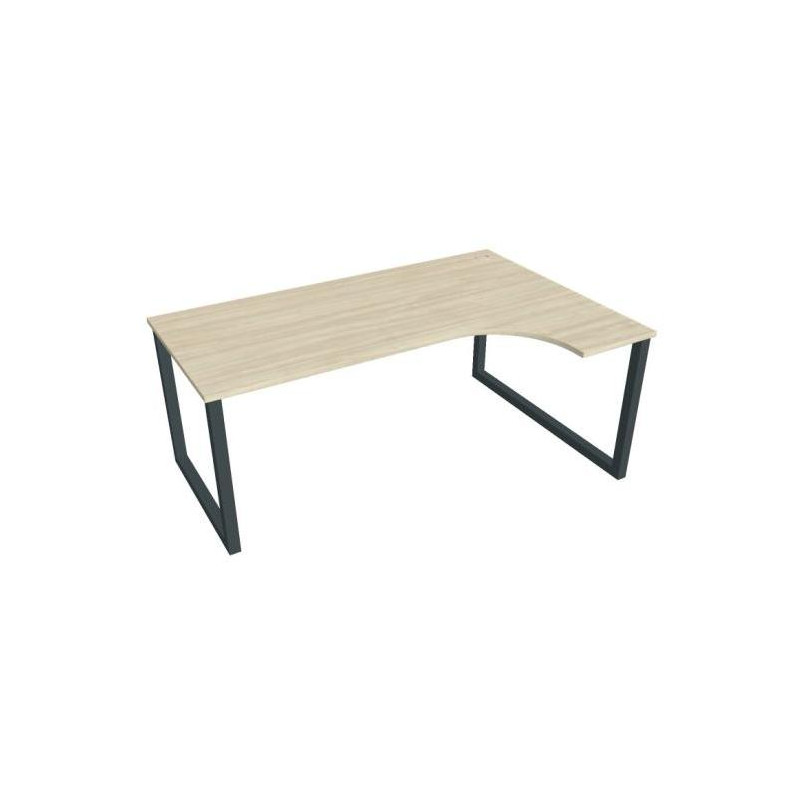 Pracovný stôl UNI O, ergo, ľavý, 180x75,5x120 cm, agát/čierna