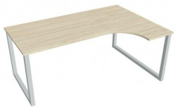 Pracovný stôl UNI O, ergo, ľavý, 180x75,5x120 cm, agát/sivá