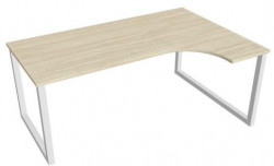 Pracovný stôl UNI O, ergo, ľavý, 180x75,5x120 cm, agát/biela