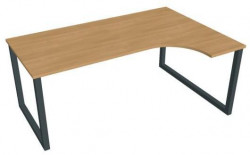 Pracovný stôl UNI O, ergo, ľavý, 180x75,5x120 cm, dub/čierna