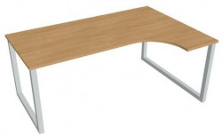 Pracovný stôl UNI O, ergo, ľavý, 180x75,5x120 cm, dub/sivá