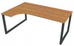 Pracovný stôl UNI O, ergo, pravý, 180x75,5x120 cm, jelša/čierna
