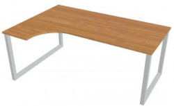 Pracovný stôl UNI O, ergo, pravý, 180x75,5x120 cm, jelša/sivá