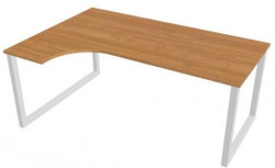 Pracovný stôl UNI O, ergo, pravý, 180x75,5x120 cm, jelša/biela