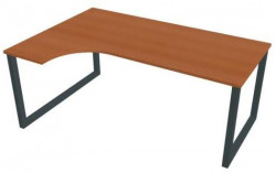 Pracovný stôl UNI O, ergo, pravý, 180x75,5x120 cm, čerešňa/čierna