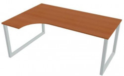Pracovný stôl UNI O, ergo, pravý, 180x75,5x120 cm, čerešňa/sivá
