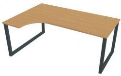 Pracovný stôl UNI O, ergo, pravý, 180x75,5x120 cm, buk/čierna