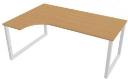 Pracovný stôl UNI O, ergo, pravý, 180x75,5x120 cm, buk/biela