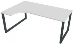 Pracovný stôl UNI O, ergo, pravý, 180x75,5x120 cm, biela/čierna