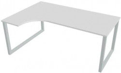 Pracovný stôl UNI O, ergo, pravý, 180x75,5x120 cm, biela/sivá