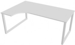 Pracovný stôl UNI O, ergo, pravý, 180x75,5x120 cm, biela/biela