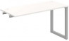 Pracovný stôl UNI O, k pozdĺ. reťazeniu, 140x75,5x60 cm, biela/sivá