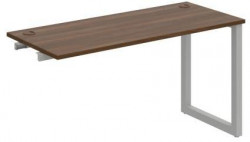Pracovný stôl UNI O, k pozdĺ. reťazeniu, 140x75,5x60 cm, orech/sivá