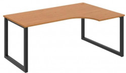 Pracovný stôl UNI O, ergo, ľavý, 180x75,5x120 cm, jelša/čierna